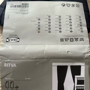 IKEA RITVA Black Curtain Panel with Tiebacks